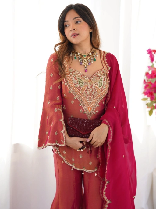 Bollywood Inspired Short Shirt and Plazzo Salwar