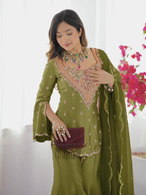 Bollywood Inspired Short Shirt and Plazzo Salwar