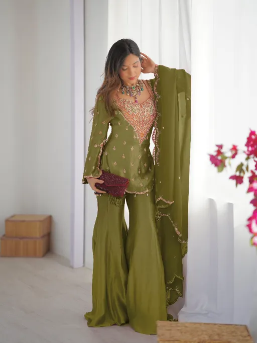 Bollywood Inspired Short Shirt and Plazzo Salwar