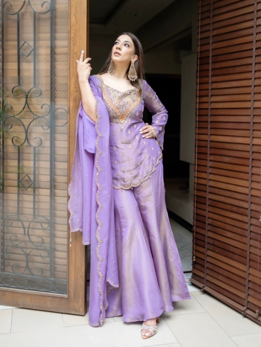 Bollywood Inspired Short Shirt and Plazzo Salwar