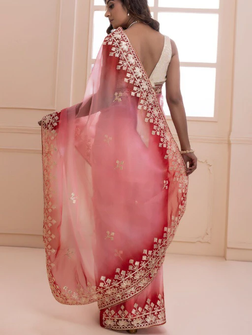 Buy Pink Padding Saree with Hand Gotta Work