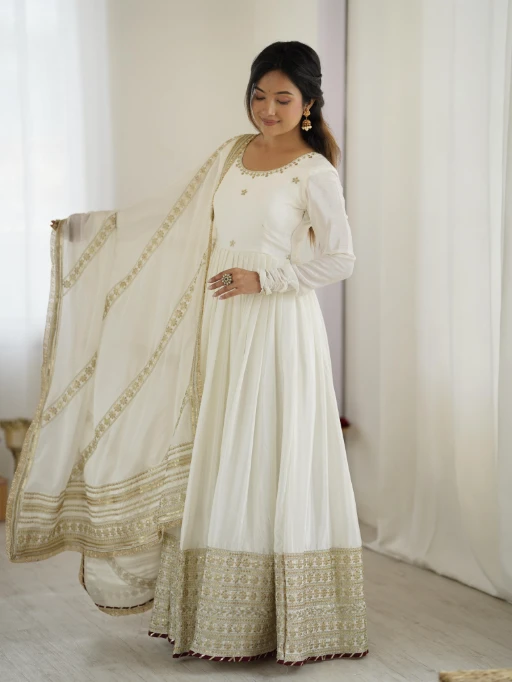Buy Stylish Readymade Gown with Dupatta