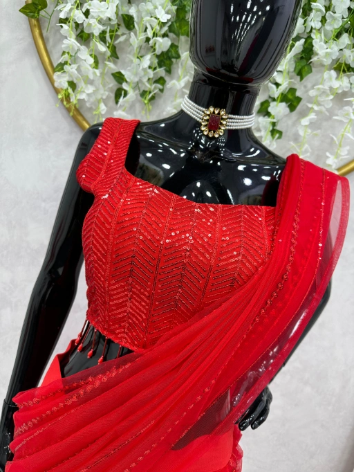 Buy Stylish Red Lehenga Saree