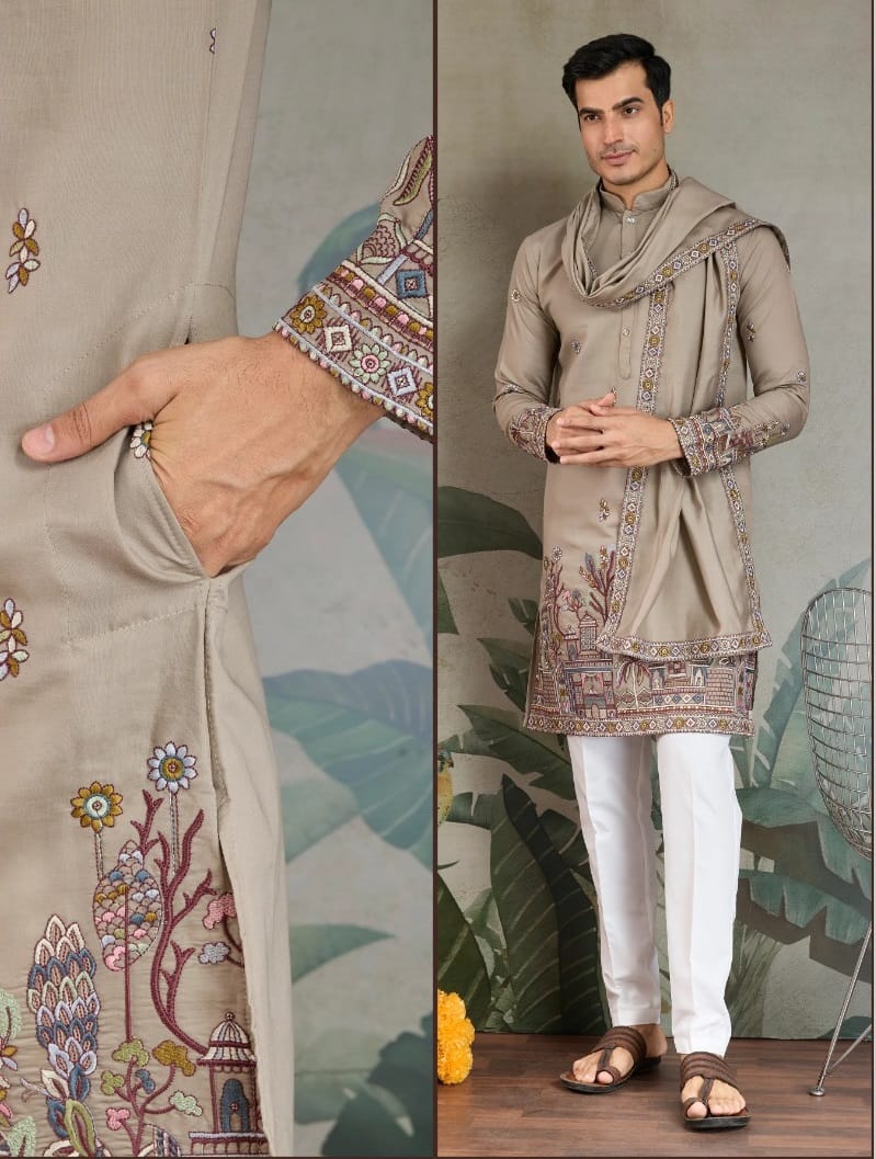 Buy Traditional Men's Rajwadi Kurta With Dupatta