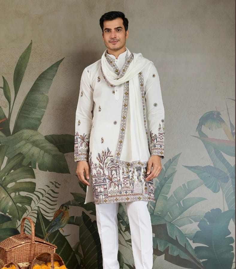 Buy Traditional Men's Rajwadi Kurta With Dupatta