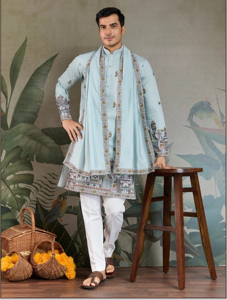 Buy Traditional Men's Rajwadi Kurta With Dupatta