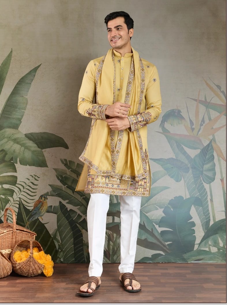 Buy Traditional Men's Rajwadi Kurta With Dupatta