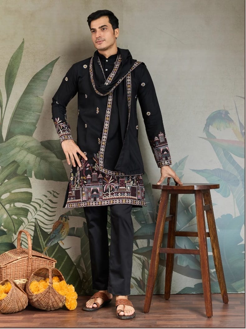 Buy Traditional Men's Rajwadi Kurta With Dupatta