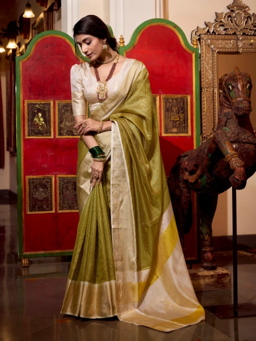 Designer Jacquard Chex Saree for Women