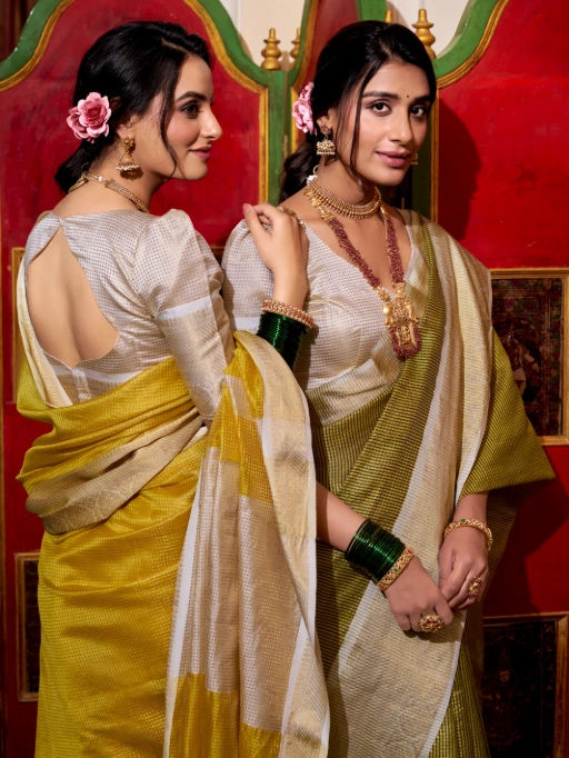 Designer Jacquard Chex Saree for Women