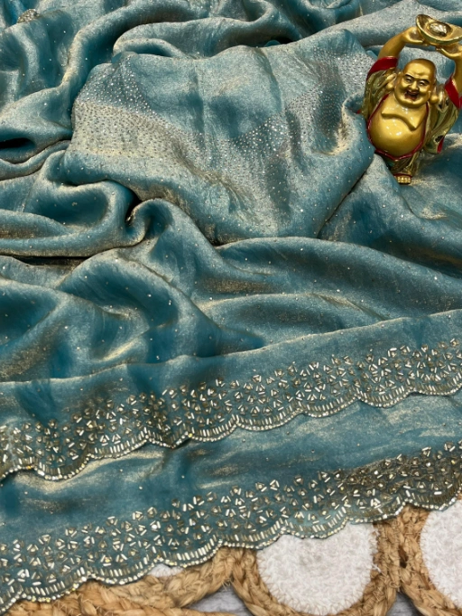 Full Jarkan Diamond Work Party Wear Saree