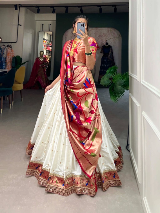 Jacquard Silk Wedding Paithani Lehenga Choli