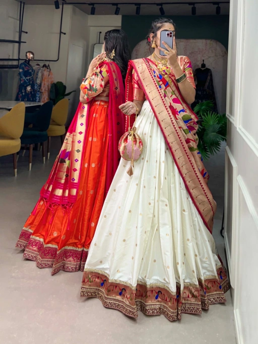 Jacquard Silk Wedding Paithani Lehenga Choli