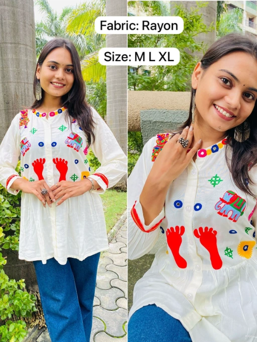 Katchi Work Navratri Wear Tunic Tops