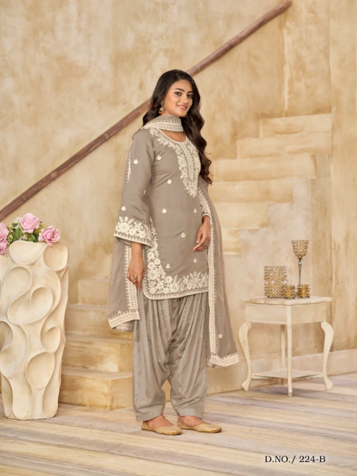 Pastel Color Patiala Dress Material