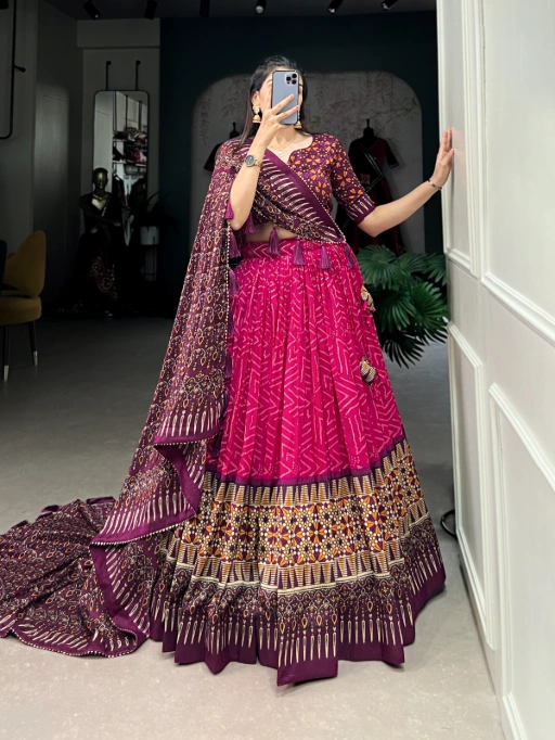 Shop Stylish Bandhej and Ajrakh Printed Chaniya Choli