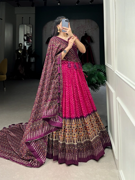 Shop Stylish Bandhej and Ajrakh Printed Chaniya Choli