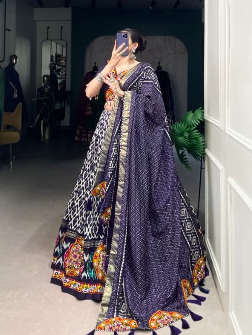 Stylish Ikkat Printed Navratri Chaniya Garba Wear