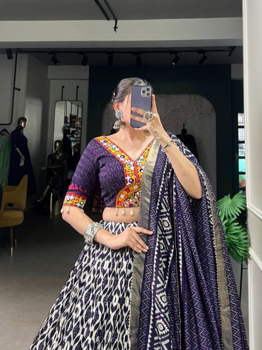Stylish Ikkat Printed Navratri Chaniya Garba Wear