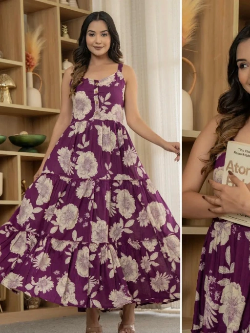 Stylish Printed Maxi Frock for Rainy Season