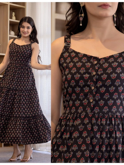 Stylish Printed Maxi Frock for Rainy Season