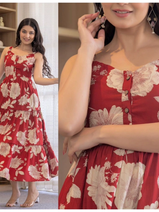 Stylish Printed Maxi Frock for Rainy Season
