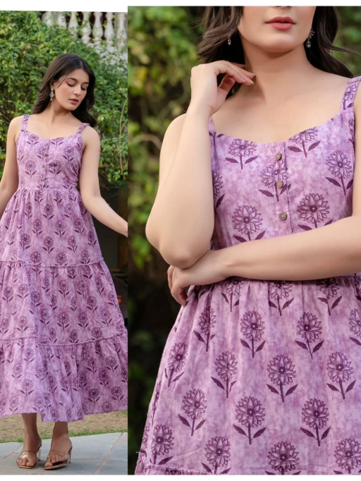 Stylish Printed Maxi Frock for Rainy Season