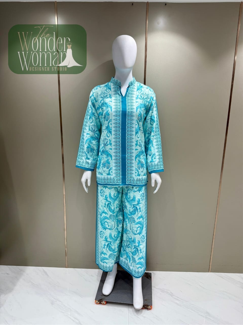 Stylish Pure Cotton Sky Blue Co Ord Set