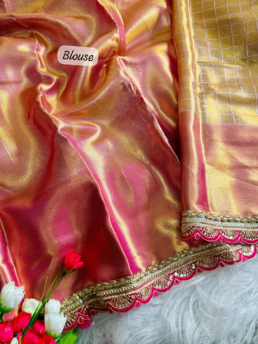 Wedding Wear Red Carpet Soft Tissue Silk Saree