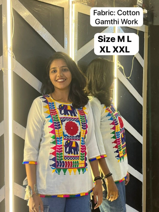 Katchi Work Navratri Wear Tunic Tops
