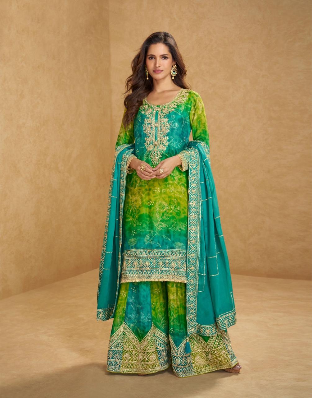 Bandhini Printed Embroidery Work Palazzo Salwar Suit