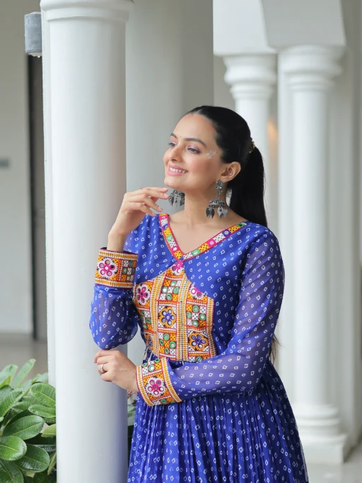 Bandhni Printed Navratri Big Flair Gown