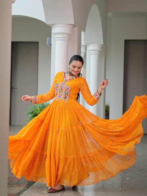 Bandhni Printed Navratri Big Flair Gown