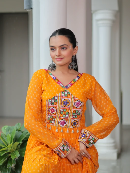Bandhni Printed Navratri Big Flair Gown