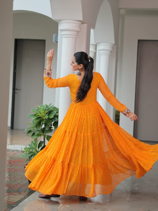 Bandhni Printed Navratri Big Flair Gown