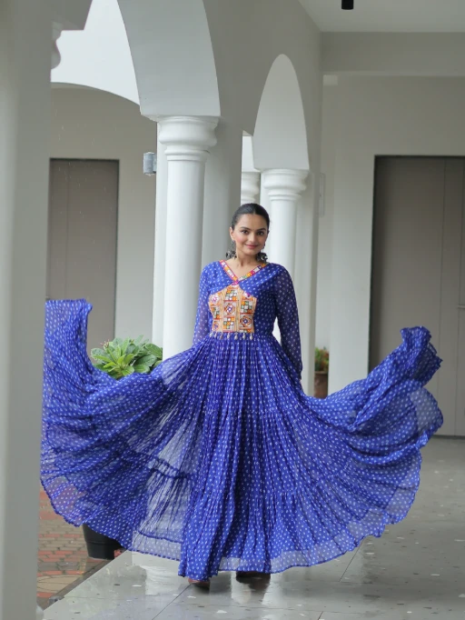 Bandhni Printed Navratri Big Flair Gown
