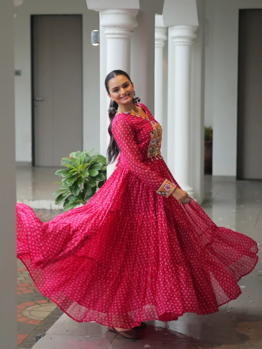 Bandhni Printed Navratri Big Flair Gown