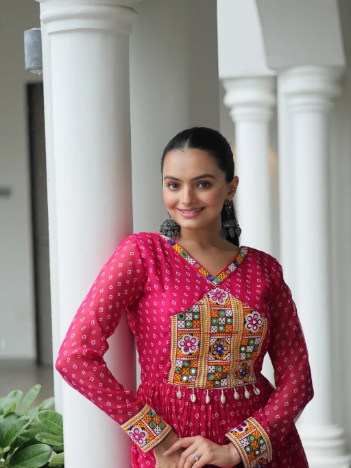 Bandhni Printed Navratri Big Flair Gown