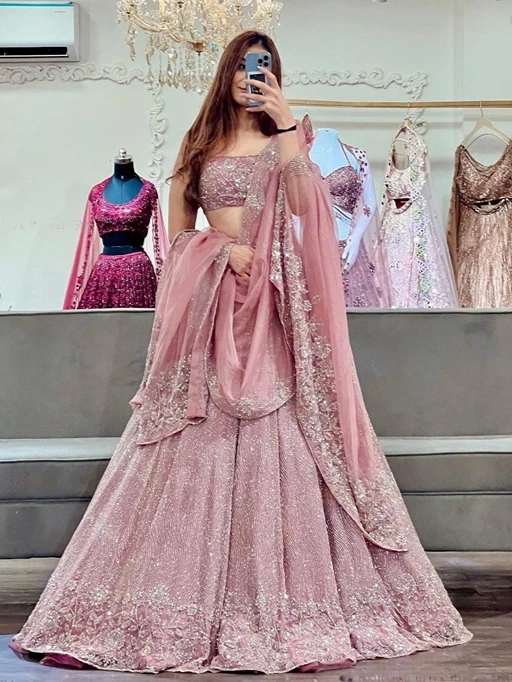 Bollywood Style Baby Pink Party Lehenga