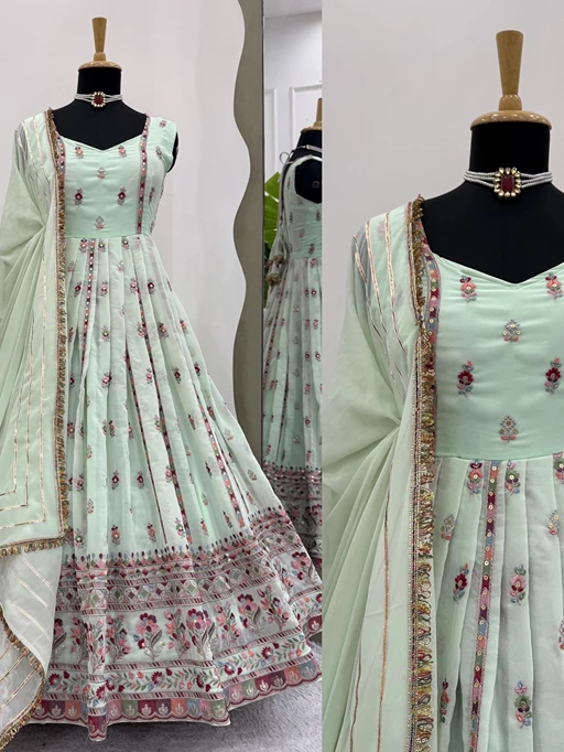 Bollywood Style Pastel Color Anarkali Suit for Wedding