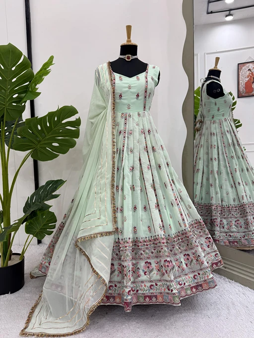 Bollywood Style Pastel Color Anarkali Suit for Wedding