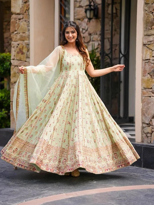 Bollywood Style Pastel Color Anarkali Suit for Wedding