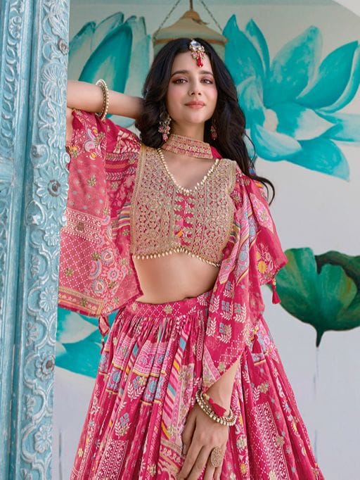 Buy Bridesmaid Pink Wedding Lehenga Choli