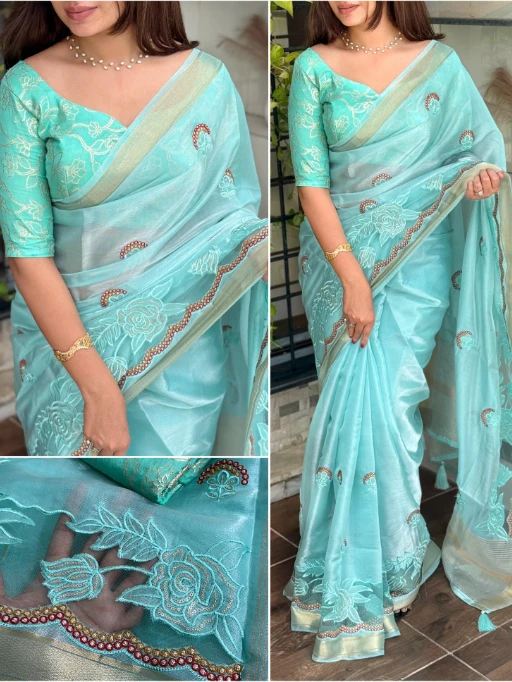 Buy Designer Tissue Silk Saree for Wedding