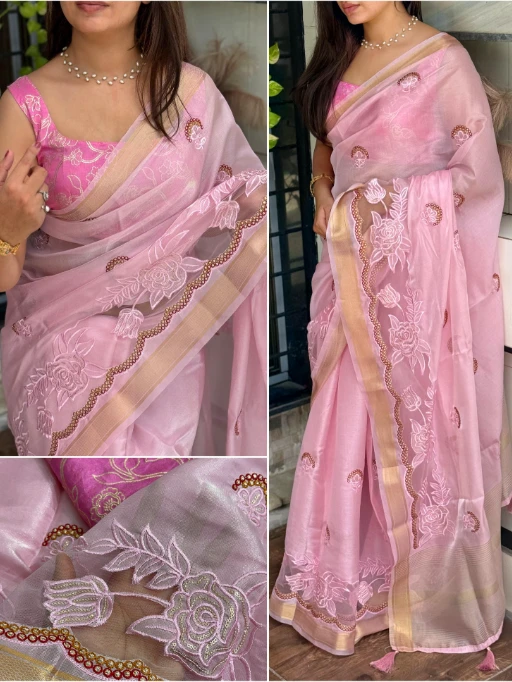 Buy Designer Tissue Silk Saree for Wedding