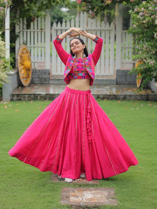 Buy Fancy Katchi Navratri PINK Chaniya Choli With Jacket