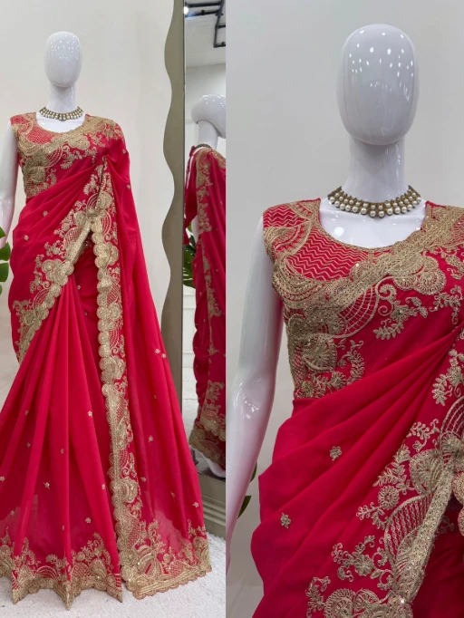 Buy Red Bollywood Saree with Border