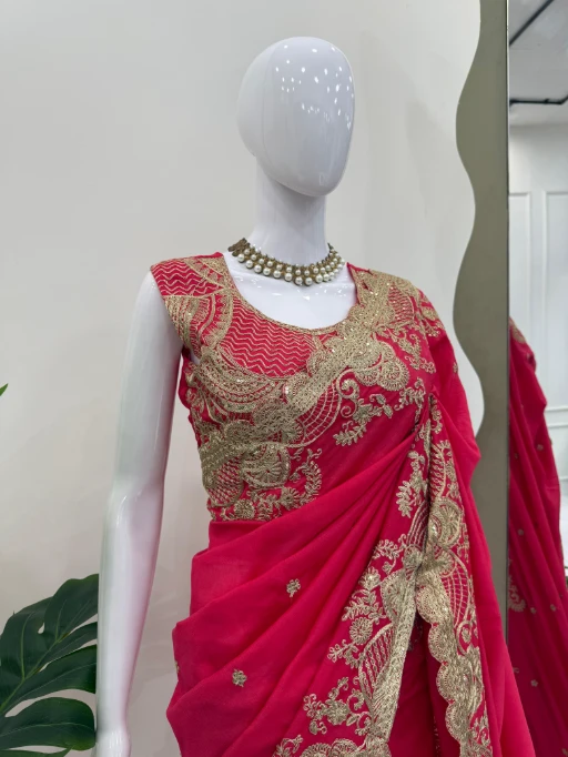 Buy Red Bollywood Saree with Border