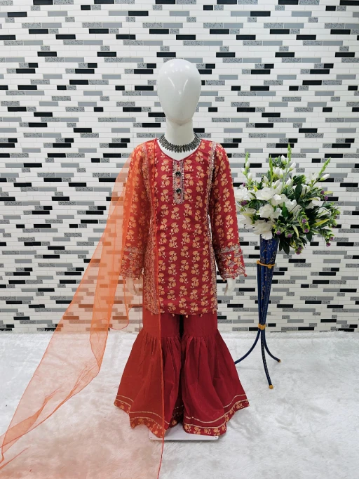 Buy Stylish Small Girls Sharara Salwar Suit