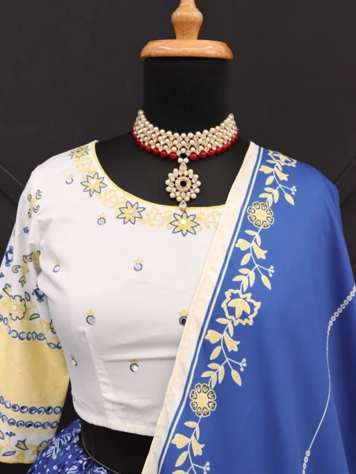 Digital Printed Blue Color Navratri Chaniya Choli